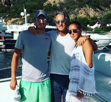 Camilla Mancini with her father Roberto Mancini and brother Filippo.